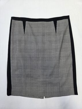 The Limited Black and Gray Plaid Pencil Skirt with Side Panels